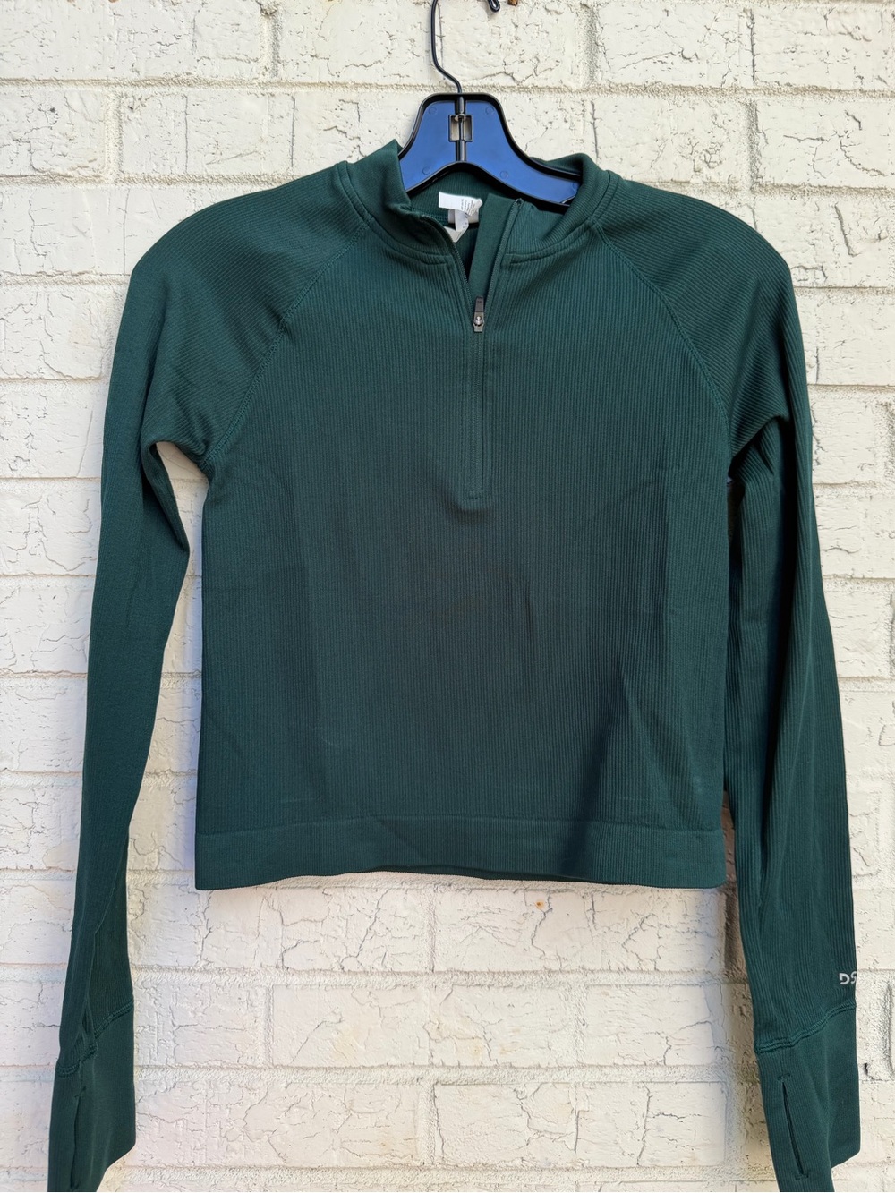 DSG Green Seamless Ribbed Quarter-Zip Athletic Top Sm